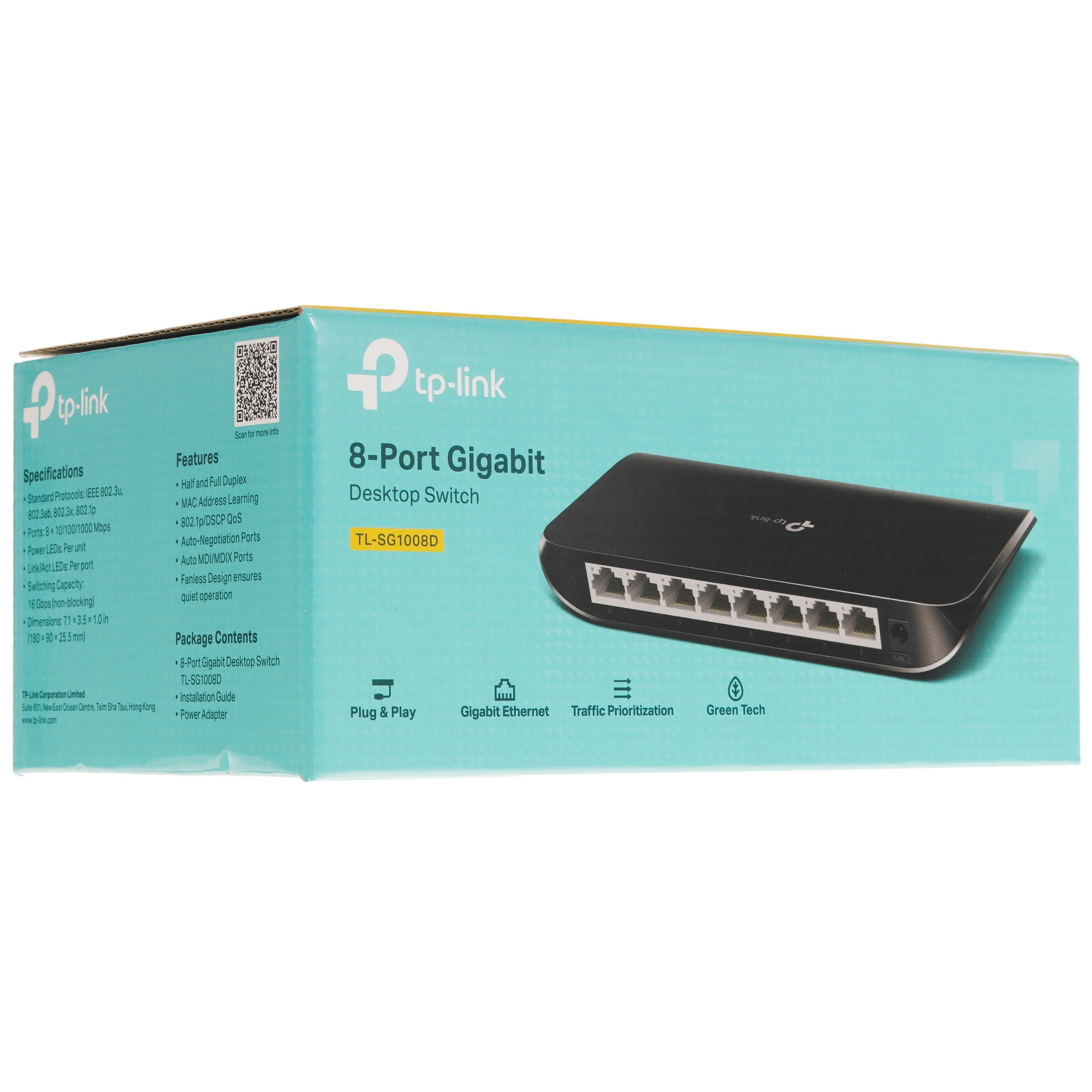 Коммутатор TP-Link TL-SG1008D, 8 портов, 10/100/1000 Мбит/с, неуправляемый