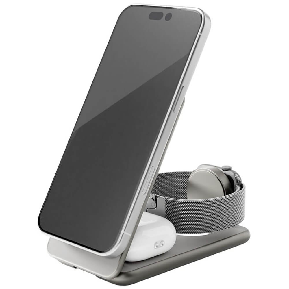 Беспроводное зарядное устройство VLP Alum Power Pro для Apple натуральный титан