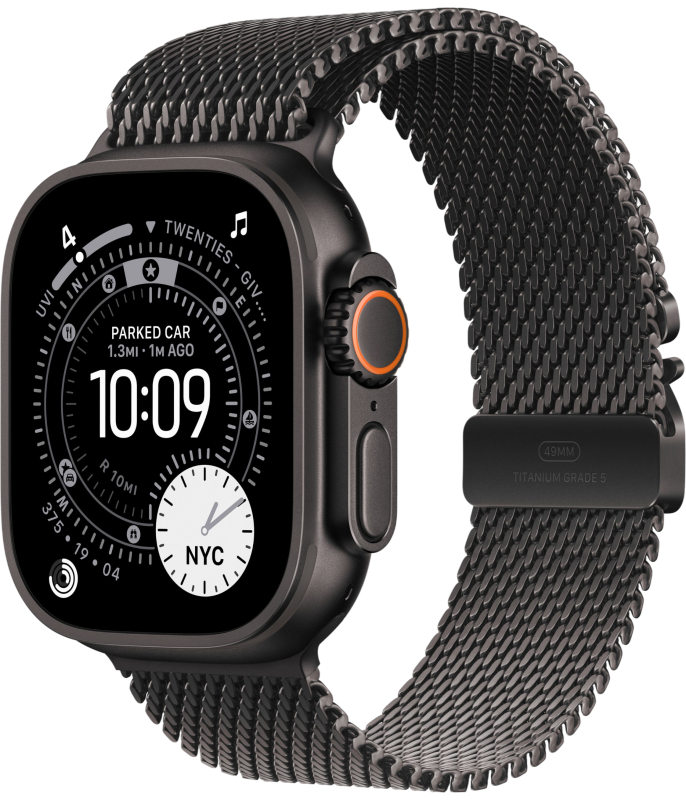 Смарт-часы Apple Watch Ultra 3, 49 мм Black Titanium, Milanese Loop Black L
