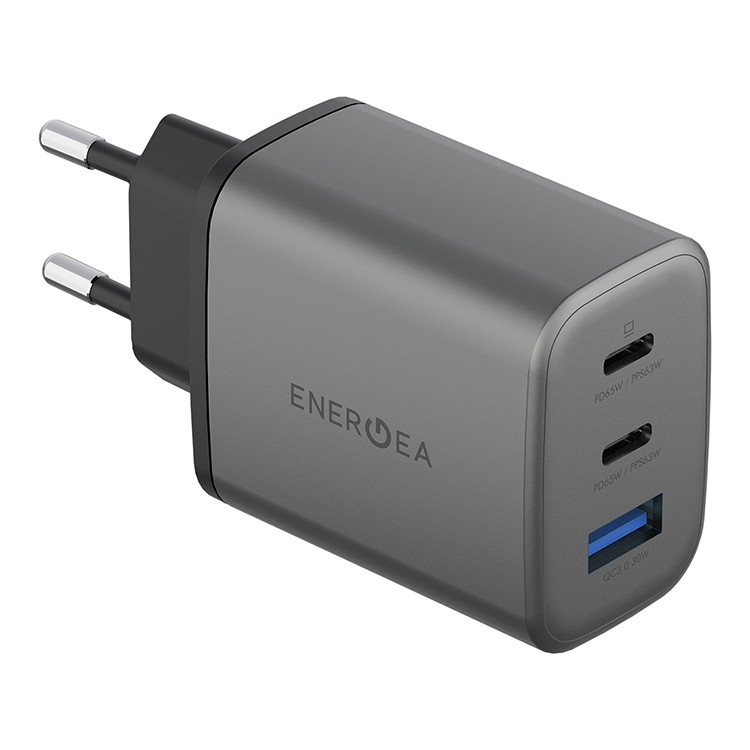 Сетевое зарядное устройство EnergEA Ampcharge GaN 65w, 2USB-C + USB-A PD/PPS/QC3.0, 65 Вт