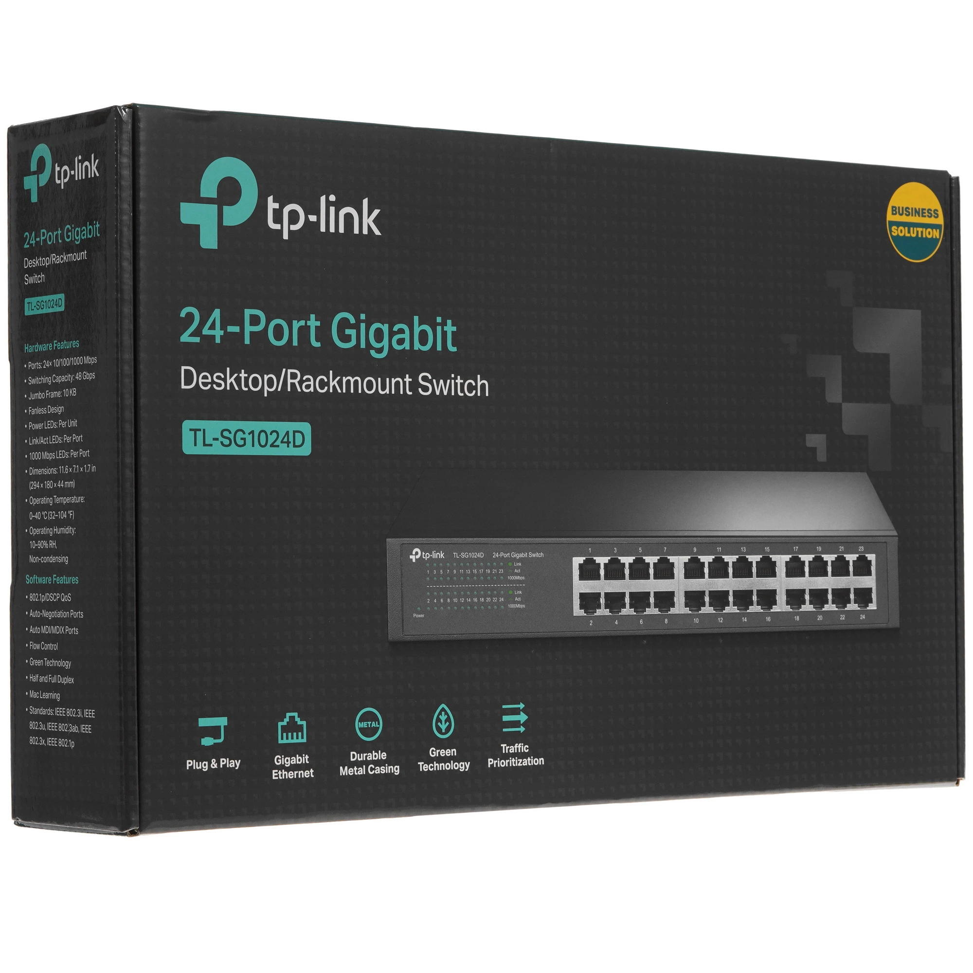 Коммутатор TP-Link TL-SG1024D, 24 портов, 1 Гбит/с, Неуправляемый