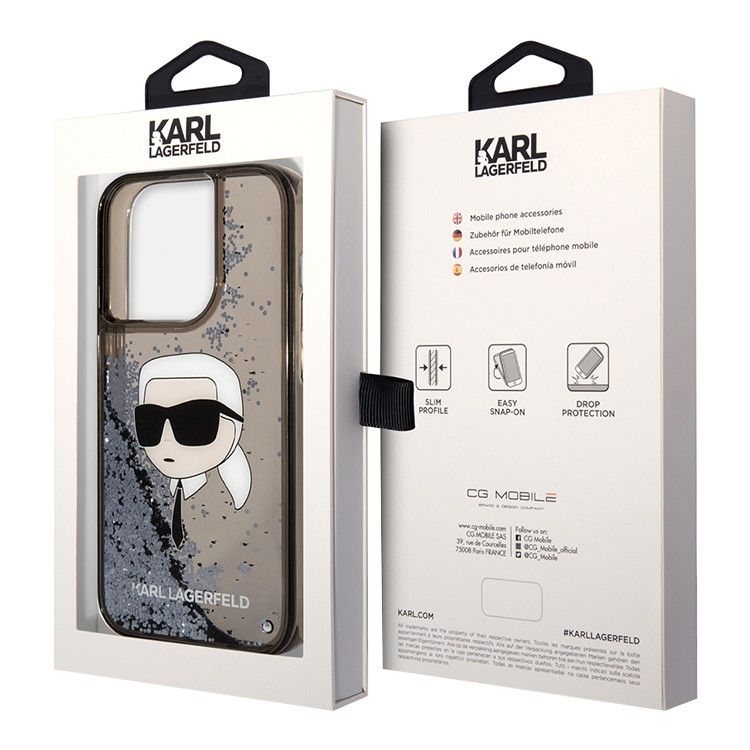 Karl Lagerfeld для iPhone 15 Pro Max чехол Liquid Glitter NFT Karl head