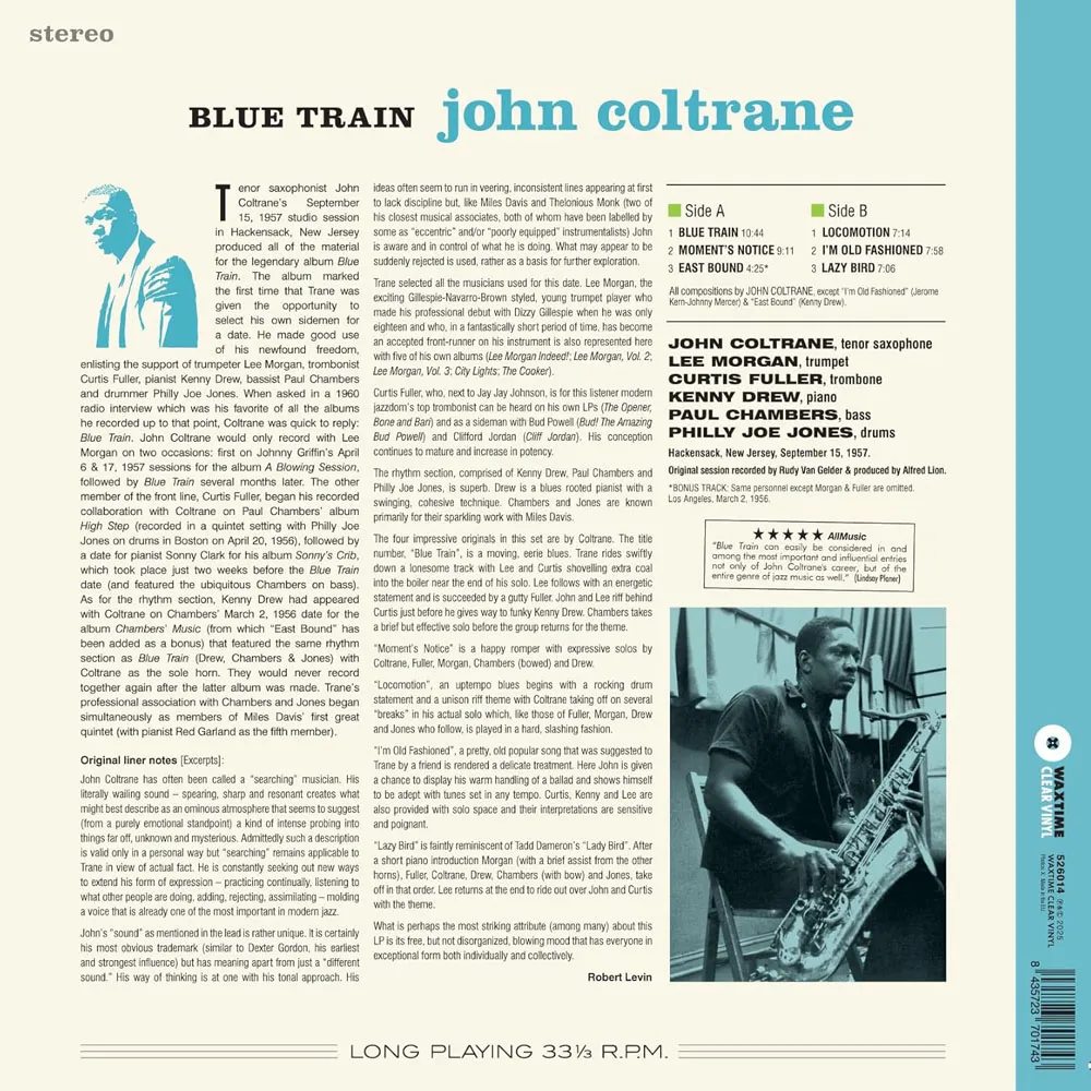 Виниловая пластинка COLTRANE JOHN - Blue Train (Clear)