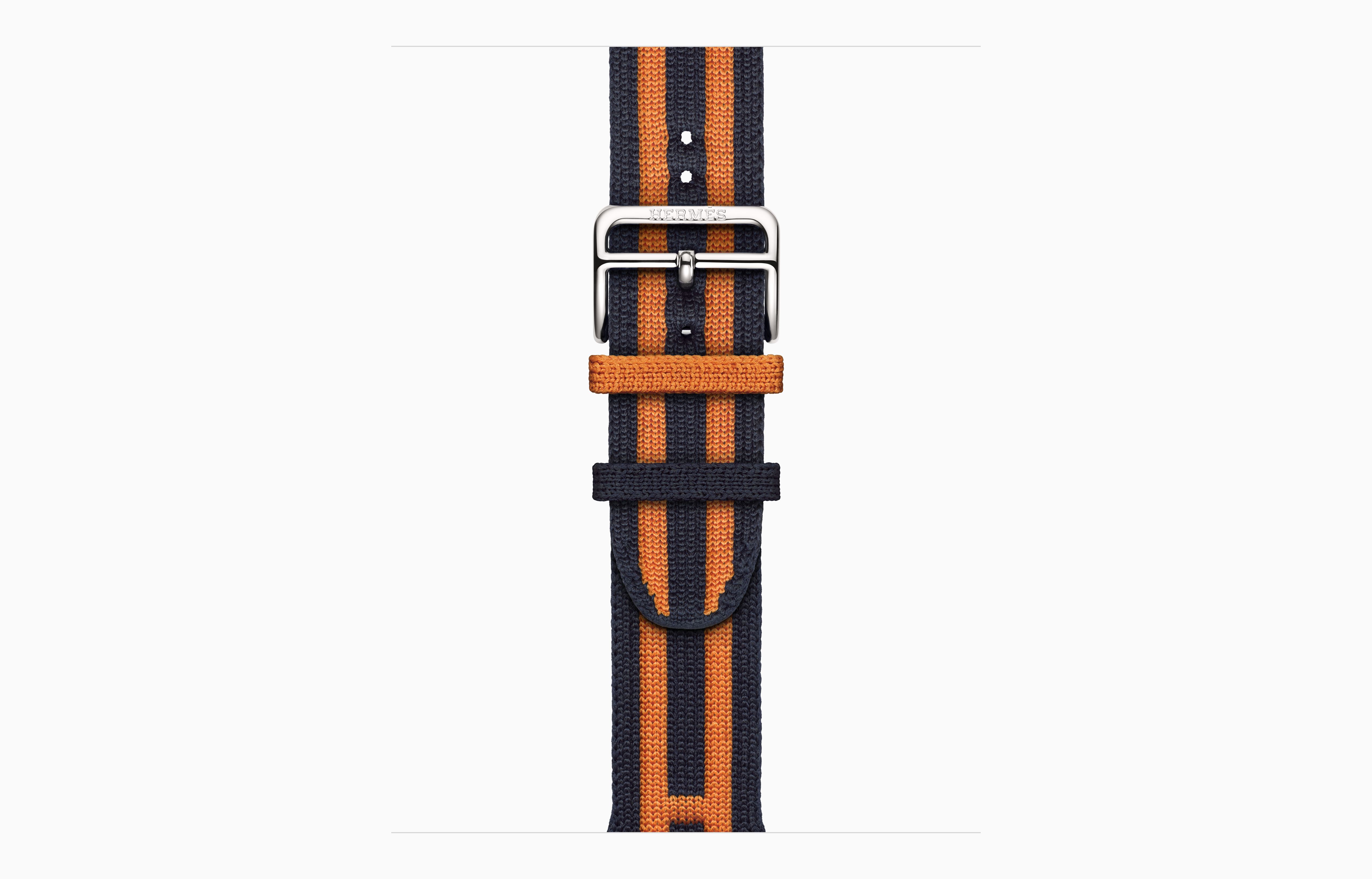 Смарт-часы Apple Watch Hermes Series 12, 42 мм, GPS + Cellular, Titanium Silver, Rocabar Club Bleu Nuit/Orange, One Size