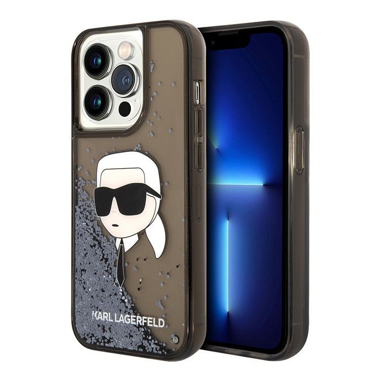 Karl Lagerfeld для iPhone 15 Pro Max чехол Liquid Glitter NFT Karl head