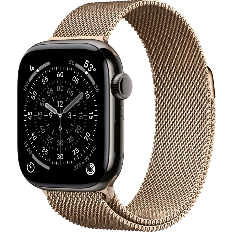 Смарт-часы Apple Watch 11 титановые Gray  46 мм, Milanese Loop Gold