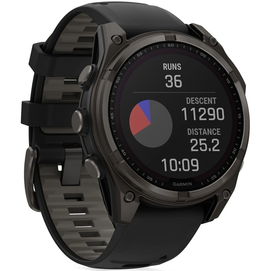 Смарт-часы Garmin Fenix 8 51mm Solar Sapphire (010-02907-11) Carbon Gray DLC Titanium with Black/Pebble Gray Silicone Band