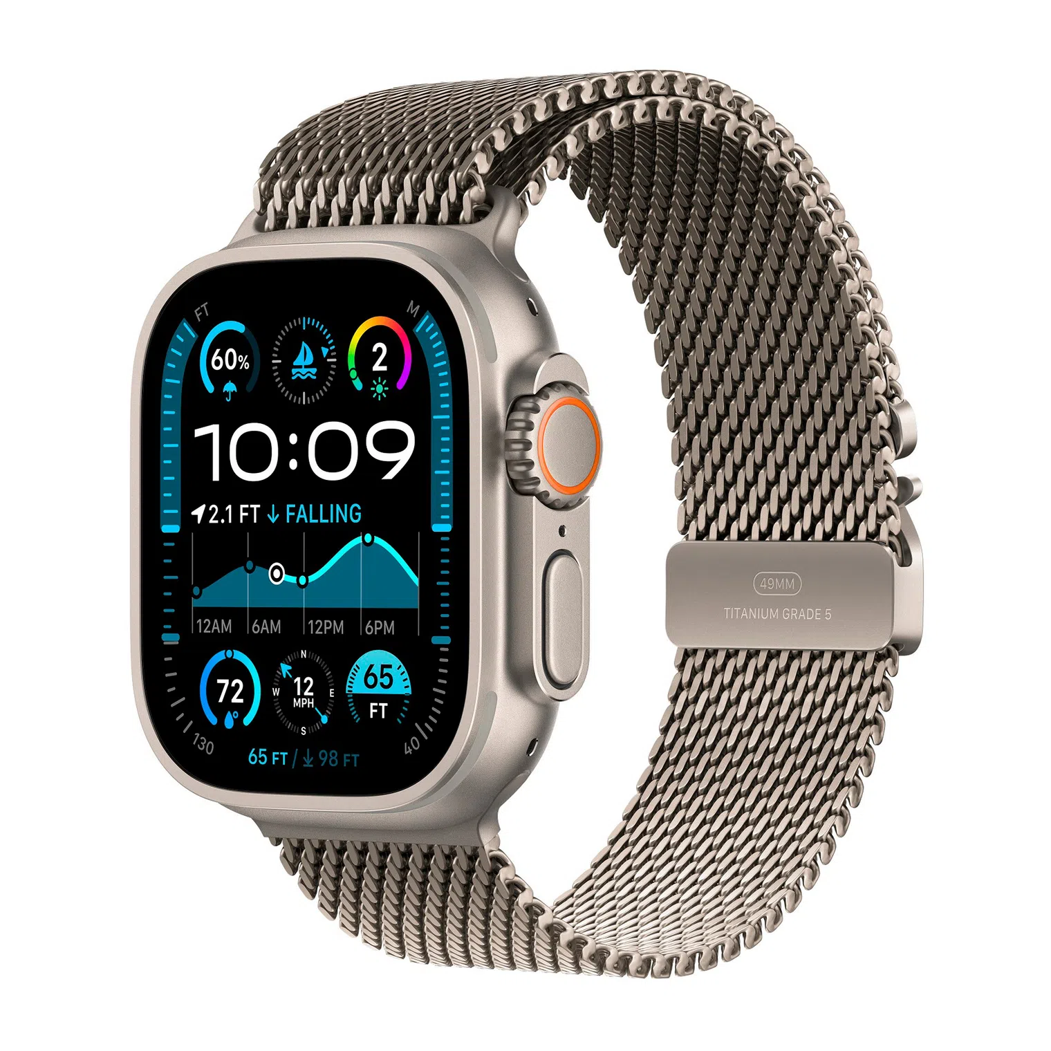 Ремешок Apple Watch 49mm Titanium Milanese Loop Natural Titanium L