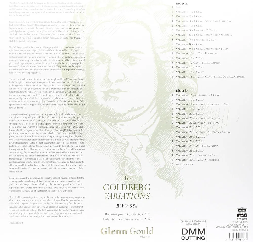 Виниловая пластинка GOULD GLENN - Bach: Goldberg Variations, Bwv 988