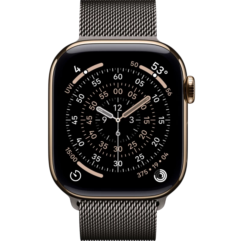 Смарт-часы Apple Watch 11 титановые Gold  46 мм, Milanese Loop Gray