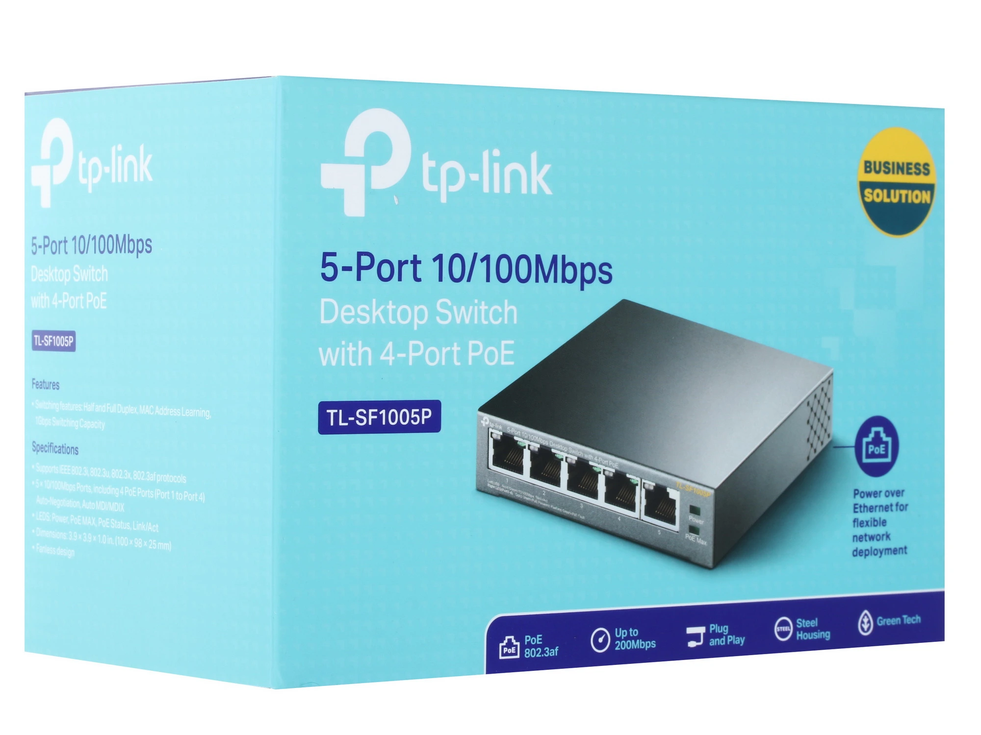 Коммутатор TP-Link TL-SF1005P, 5 портов 4xPoE, 10/100 Мбит/с, неуправляемый