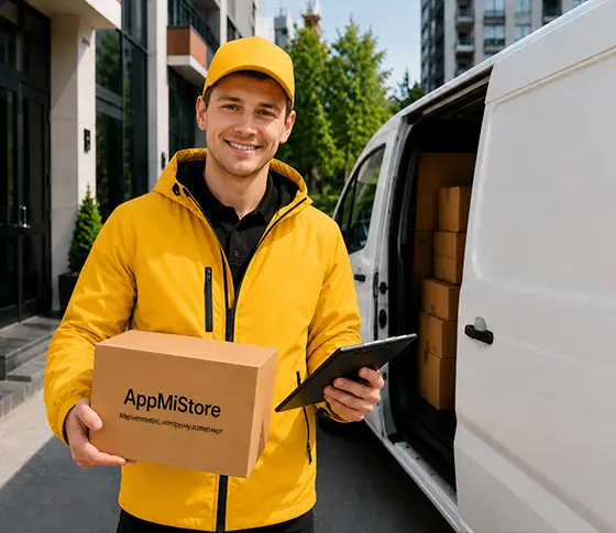 Курьер AppMiStore доставляет заказ